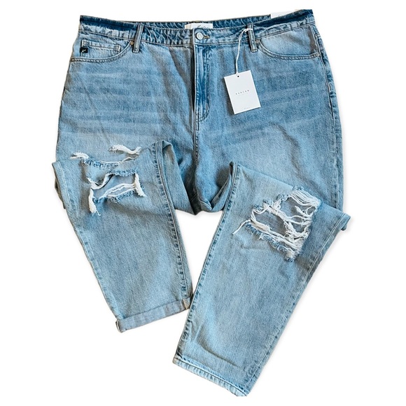 KanCan Denim - Kancan MOM Distressed Destroyed High Waist Tapered Leg Jeans (Tag says Size 20W)